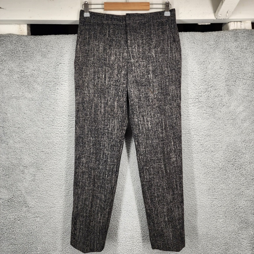 Club Monaco Women's Size 2 Black Tweed Straight Leg Trousers Pants